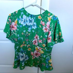 Loft flower fit and flare style blouse (petite)